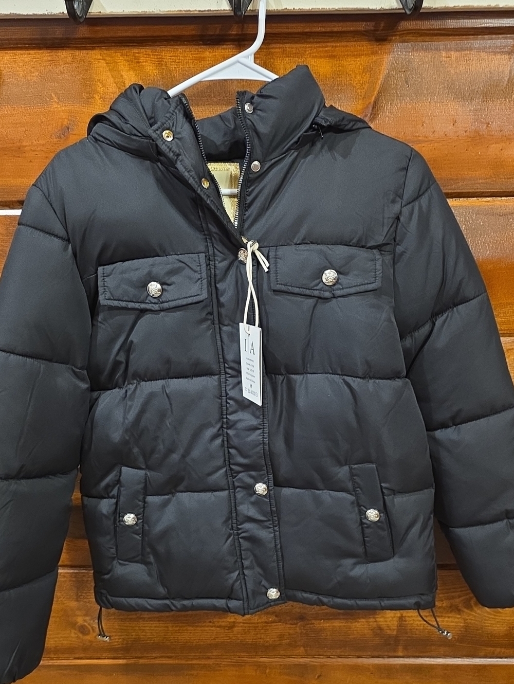 ICON Black Quilted Puffer Jacket with Hood